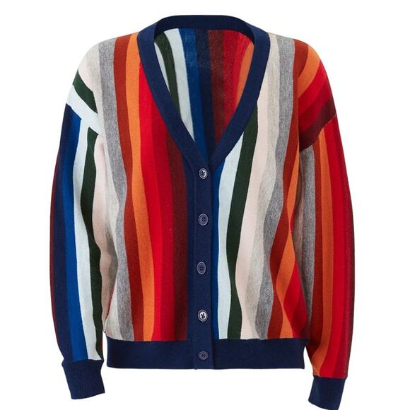 The GREAT. The Co Ed Cardigan Multi Stripe 0|XS - Picture 1 of 10